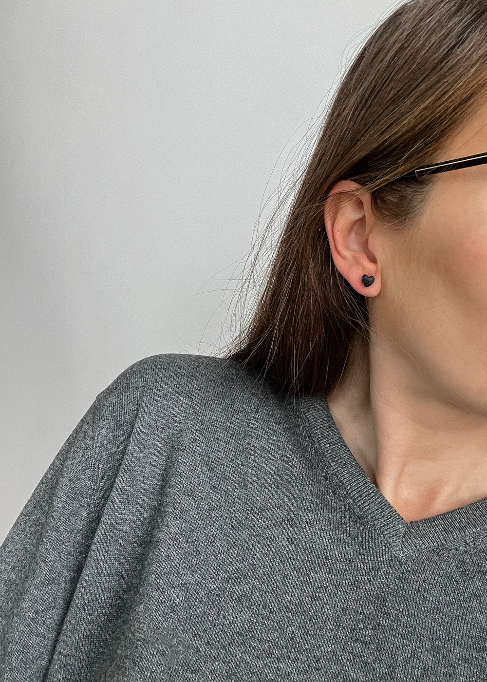 Maži auskariukai |Širdelės _ juodi
