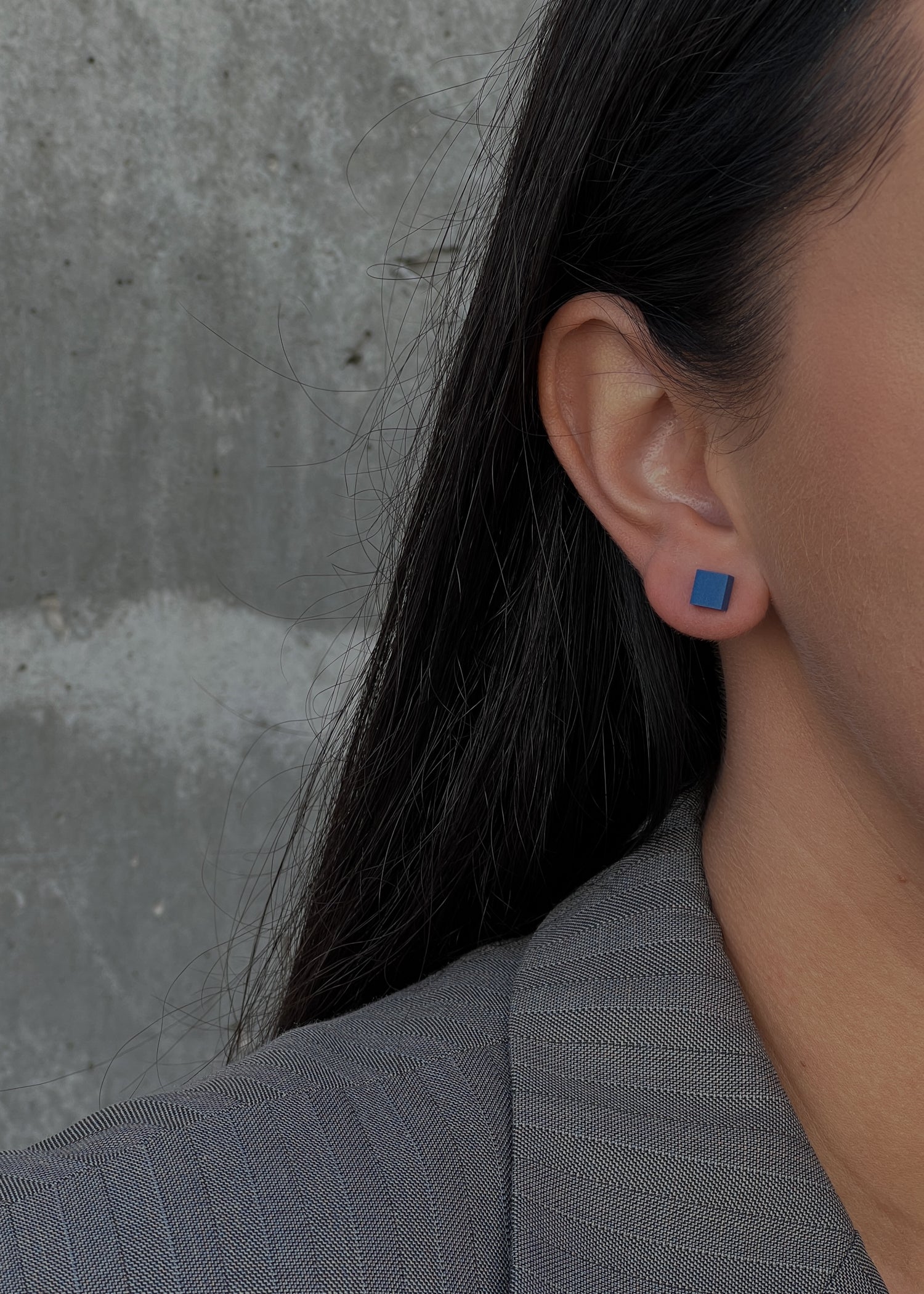 Asymmetrical Stud Earrings - S_Blue