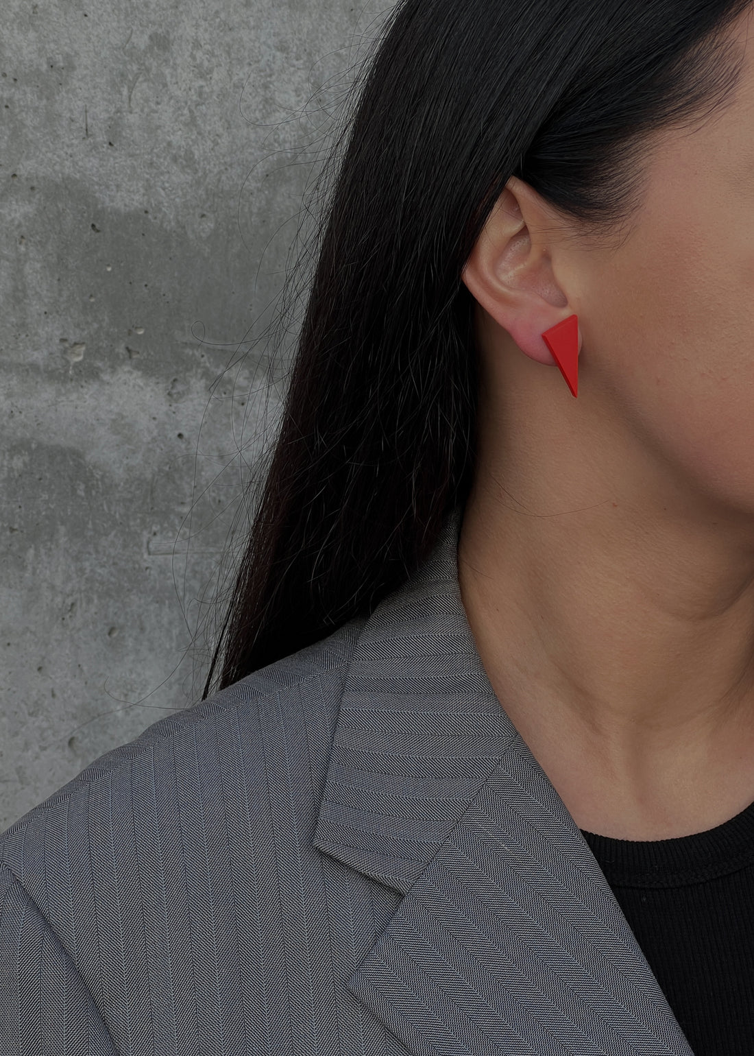 Asymmetrical Stud Earrings - S Red