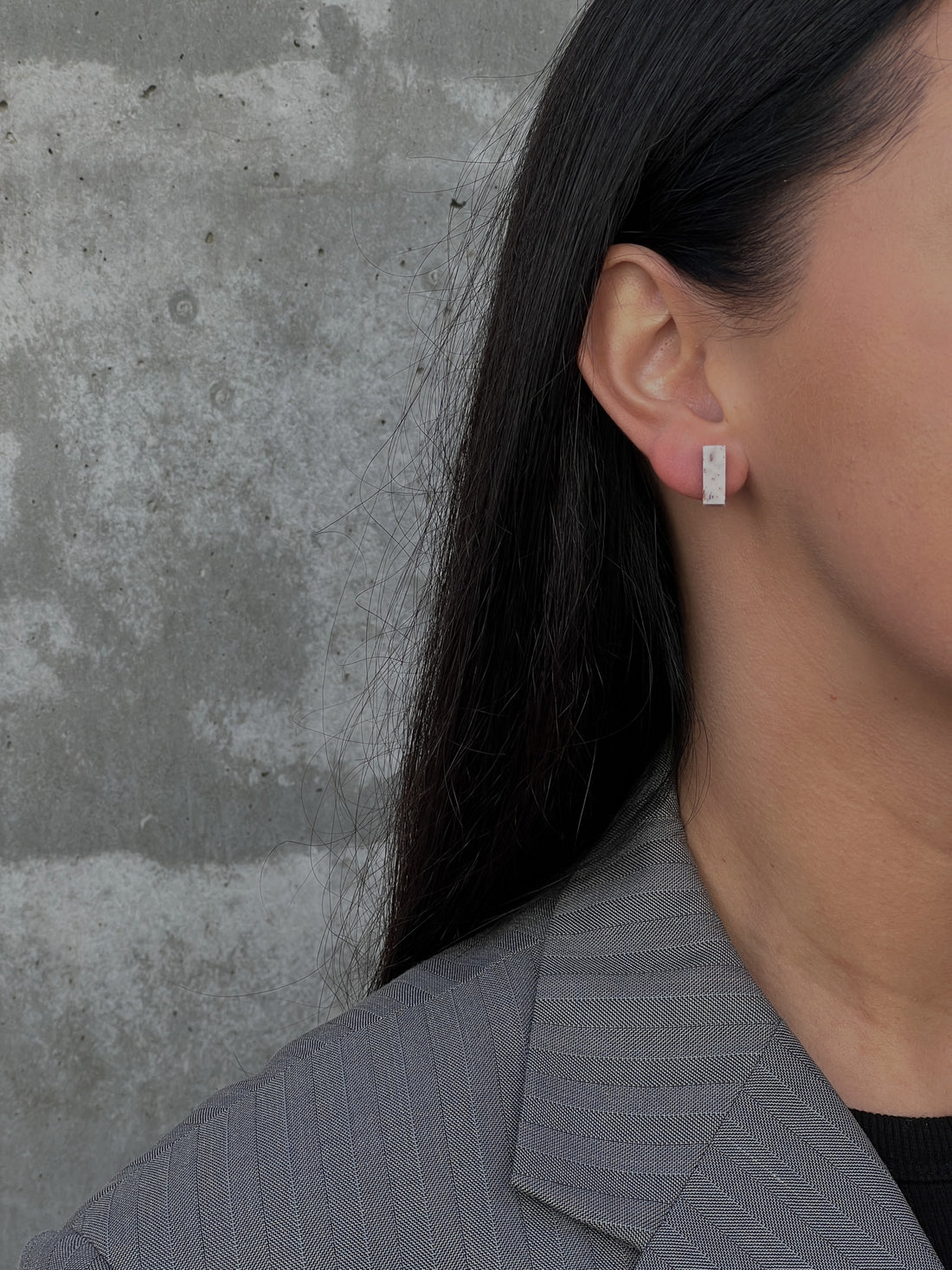 Stud Earrings - Bricks (White Botanical)