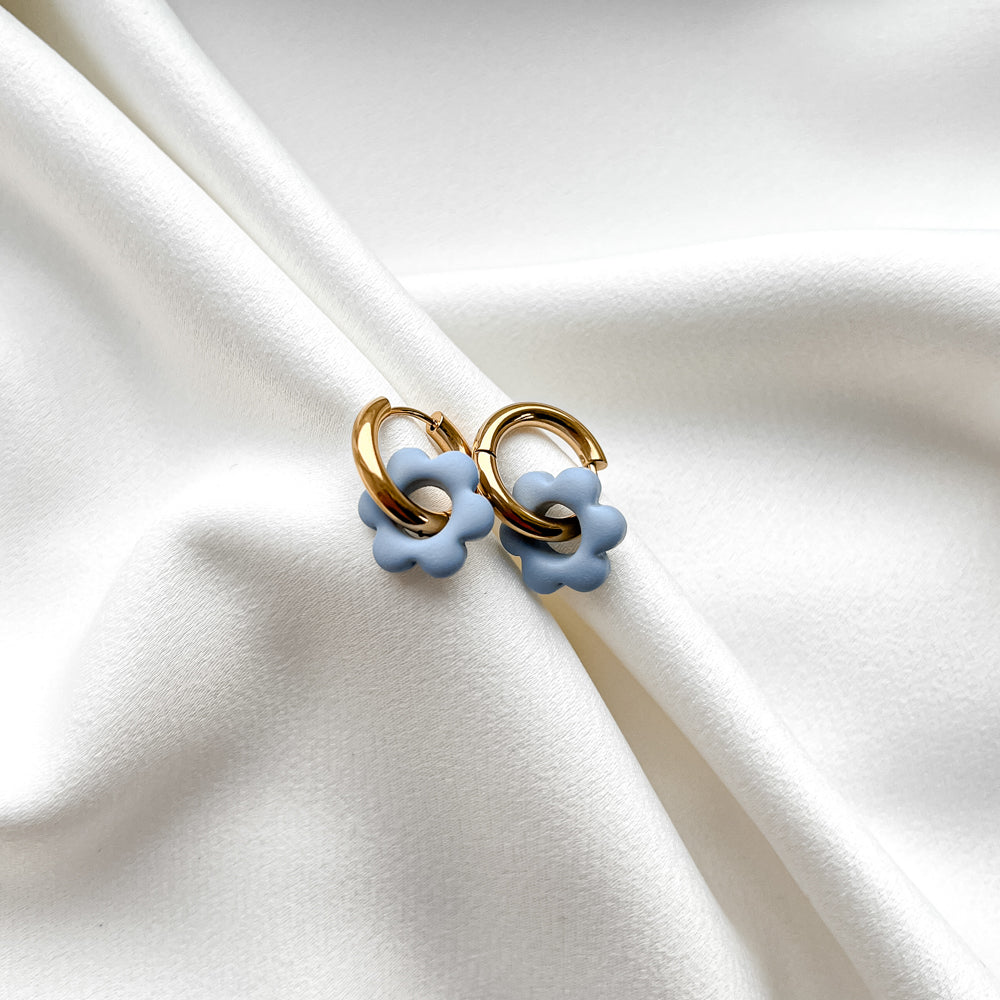 Hoop Earrings | Blue flowers