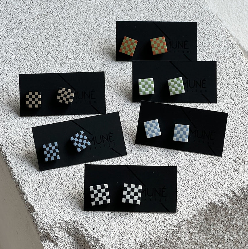 Earrings - Chessboard