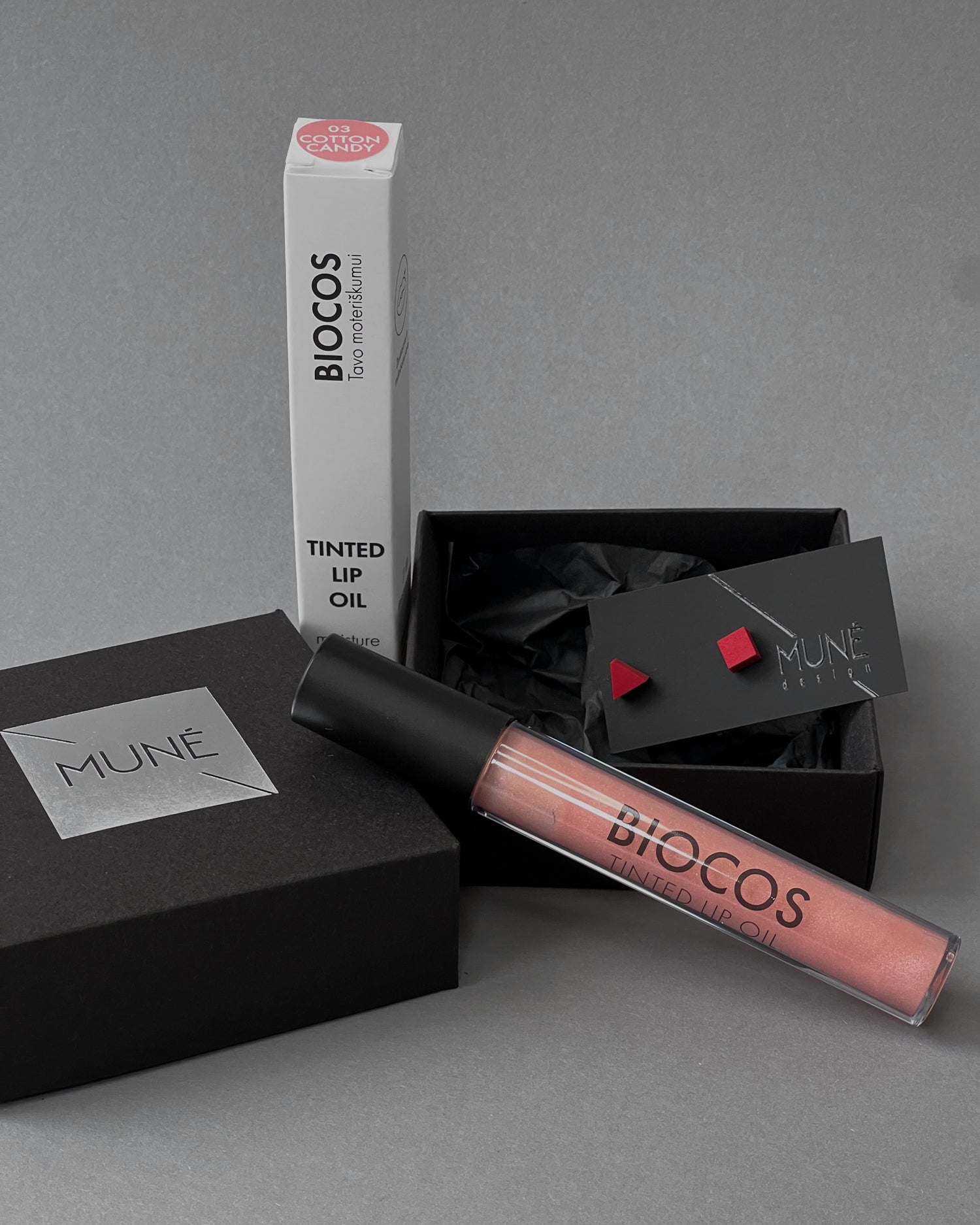 Rinkinys: Natūralus lūpų aliejus ir auskarai TK_red