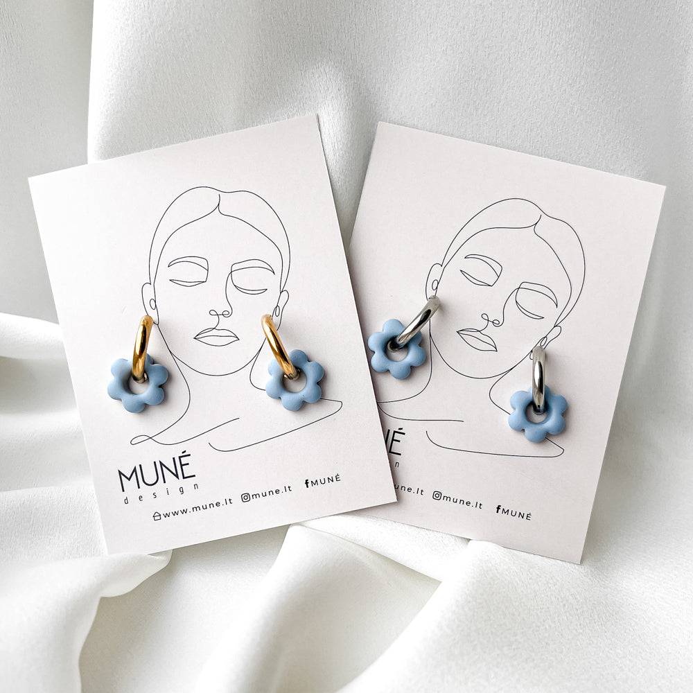 Hoop Earrings | Blue flowers