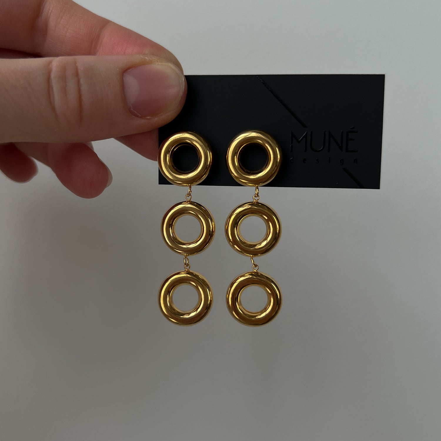 Gold colour heavy dangle earrings