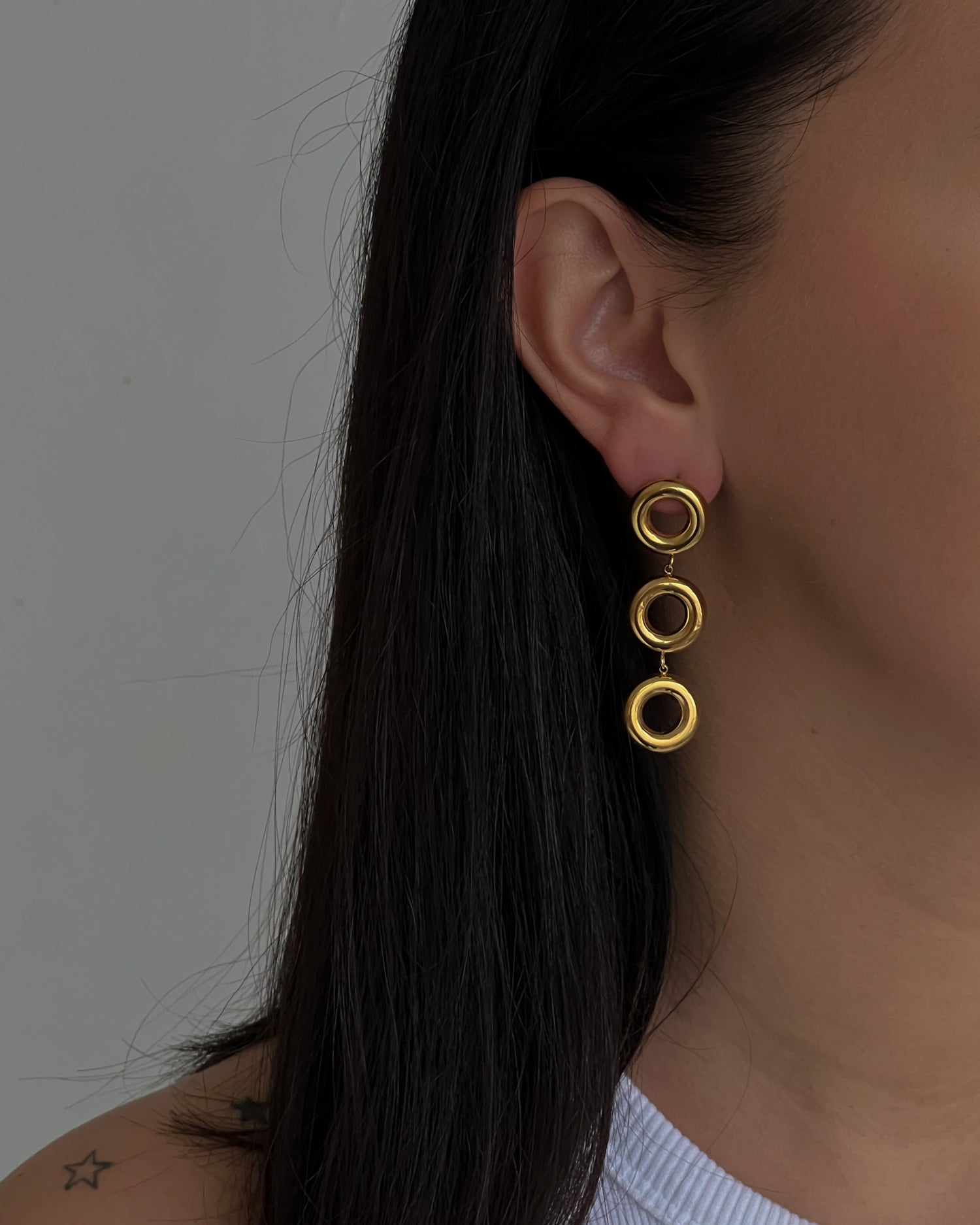 Gold colour heavy dangle earrings