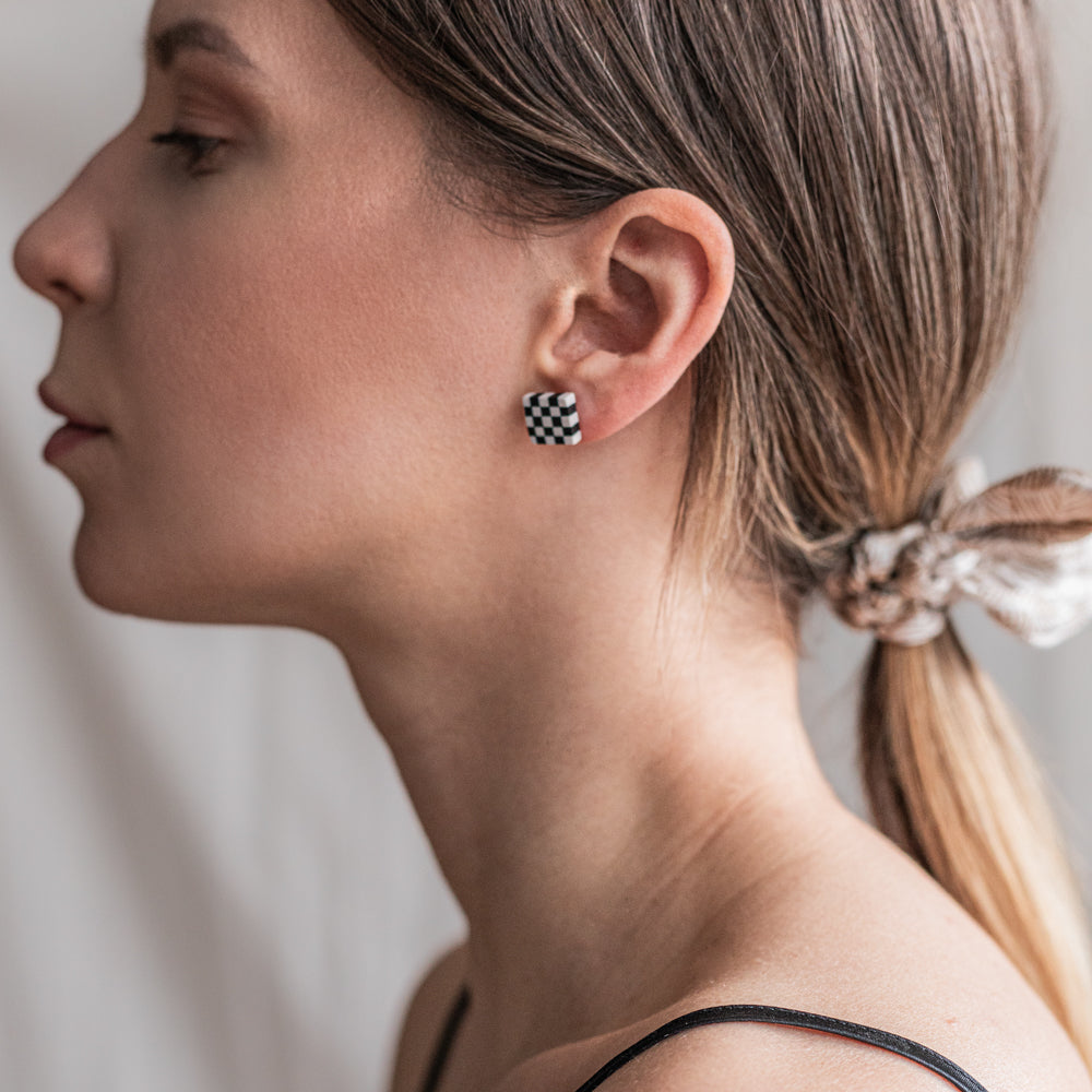 Earrings - Chessboard