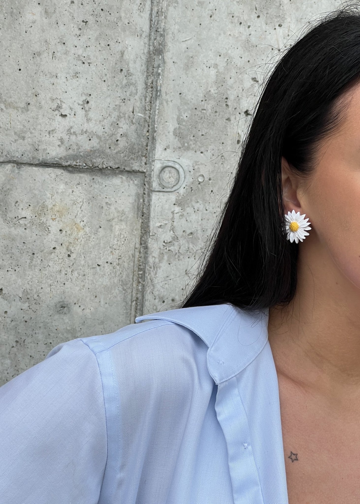 Auskarai "Didelė balta ramunė" - MUNÉ