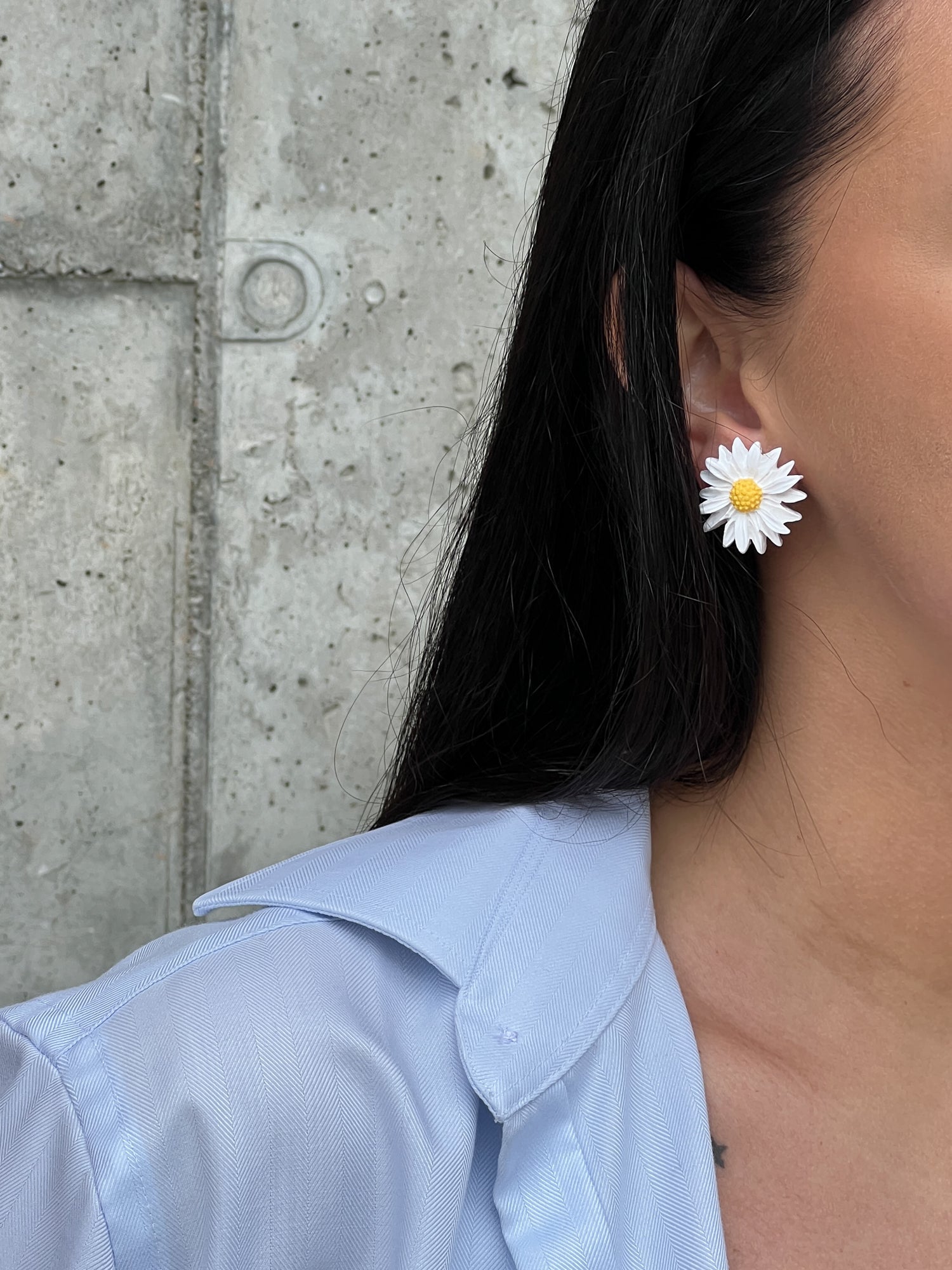 Auskarai "Didelė balta ramunė" - MUNÉ