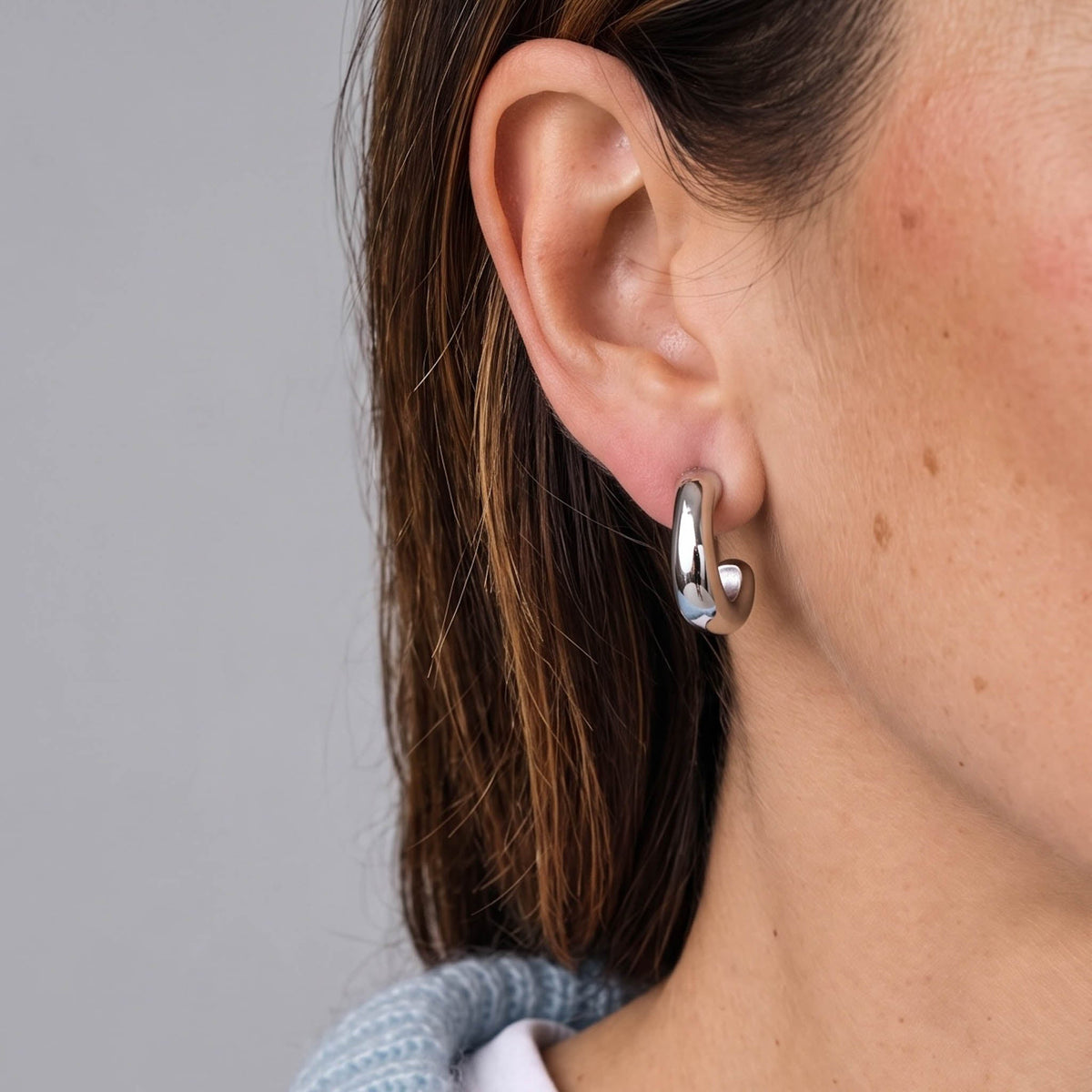 Auskarai „Silver Slim Hoops“ - MUNÉ