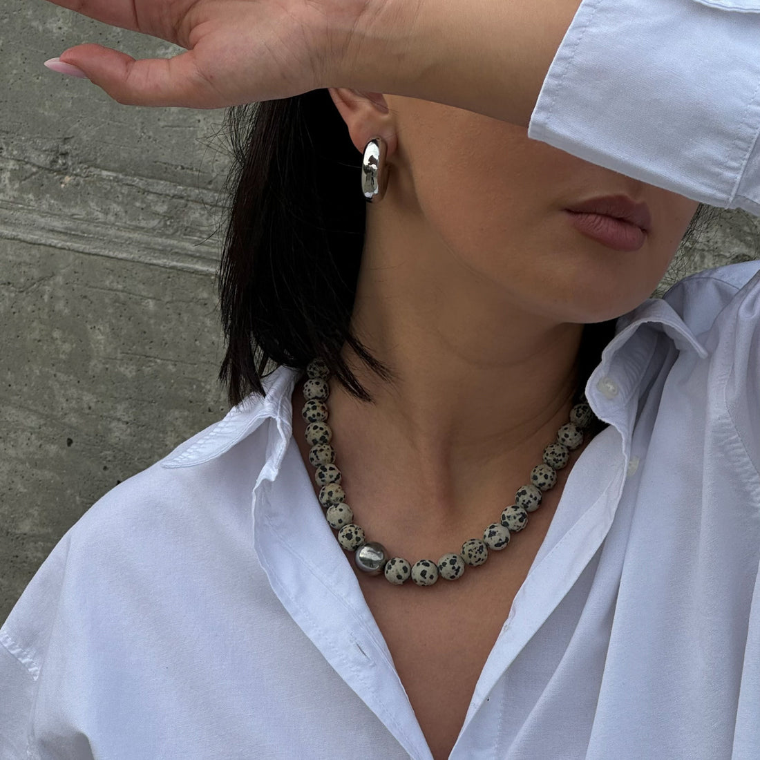 Oversize jasper necklace