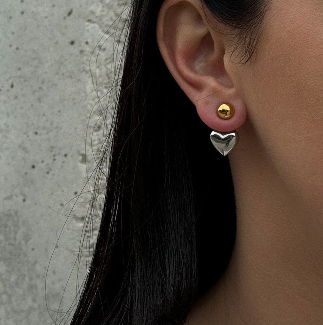 Heart shape two colour earrings