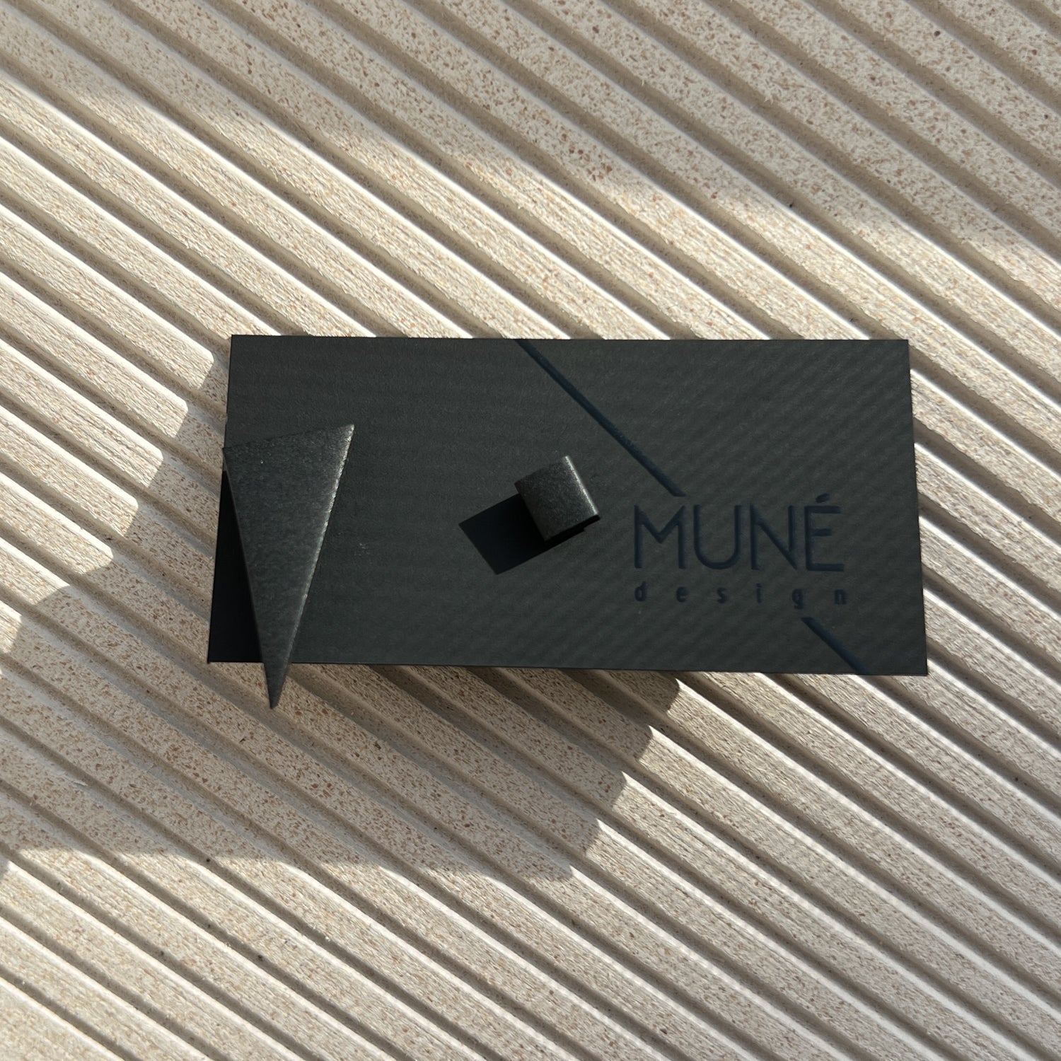 Rinkinys: auskarai S_Black ir padėkliukas - MUNÉ