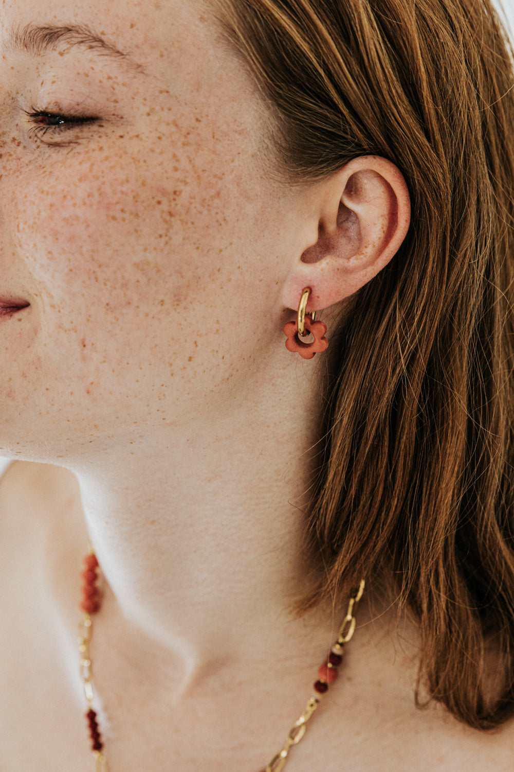 Hoop Earrings | Blue flowers