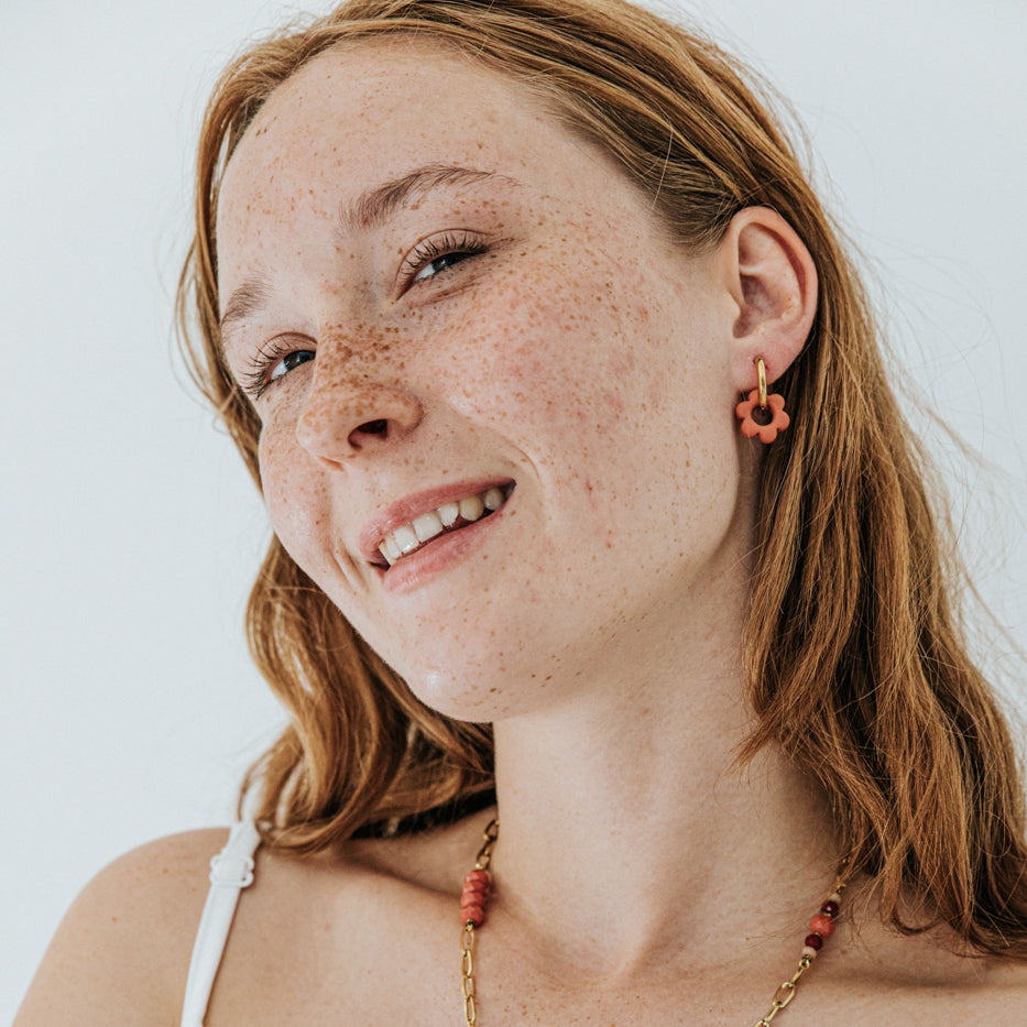 Hoop Earrings | Blue flowers