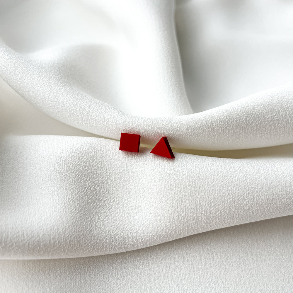 Tiny Stud Earrings - TK- Red