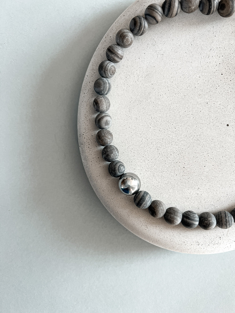 Oversize grey jasper necklace