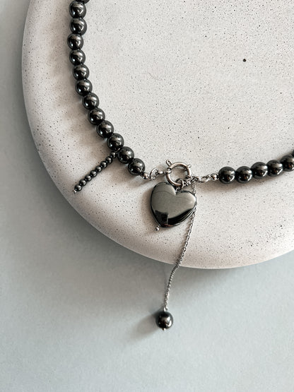 Hematite heart necklace