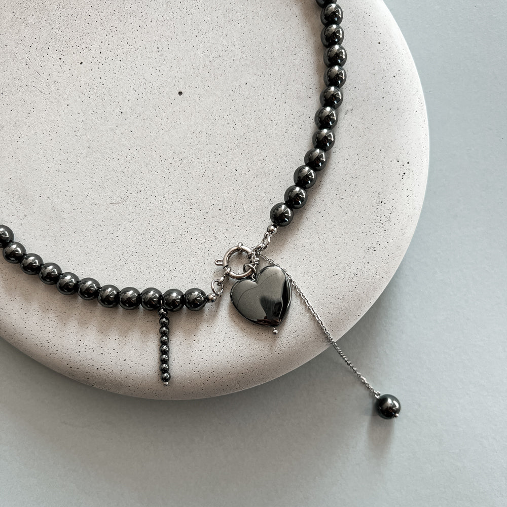 Hematite heart necklace