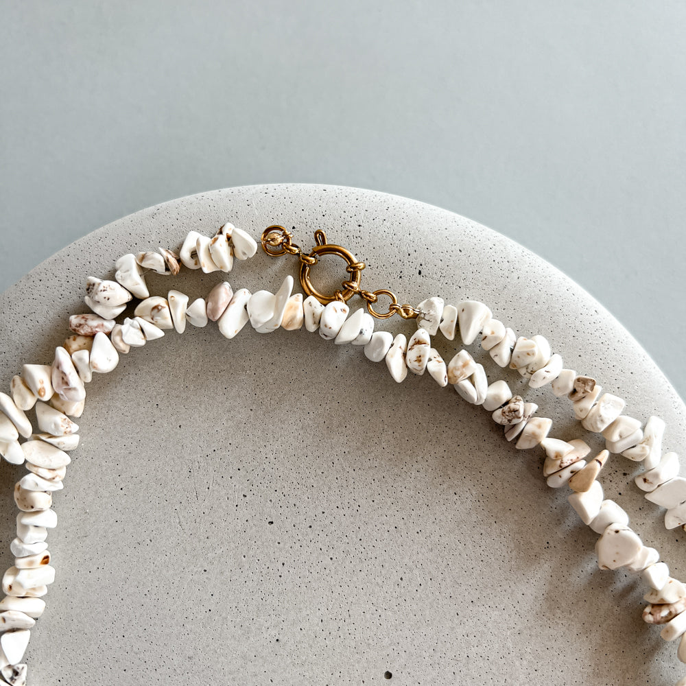 Long white magnesite necklace