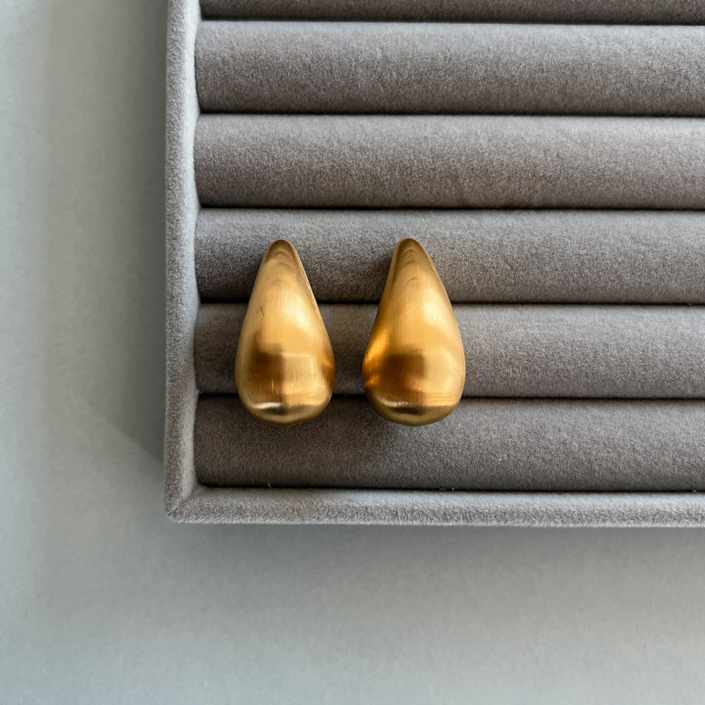 Matt gold drop stud earrings