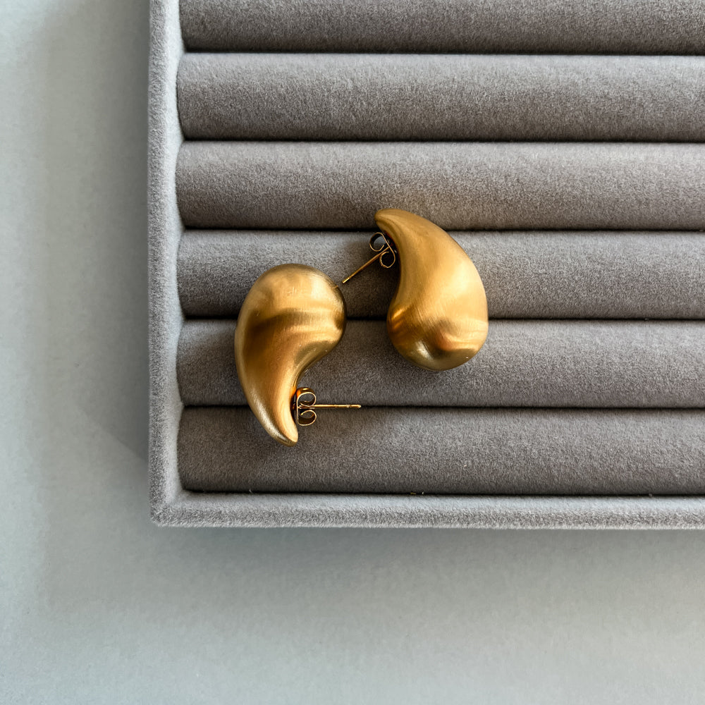 Matt gold drop stud earrings