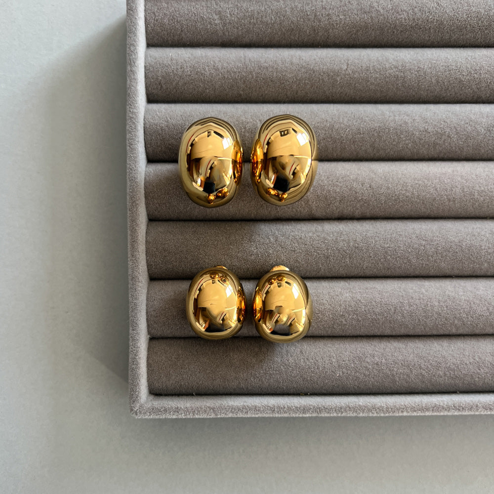 Two sizes drop shape stud earrings