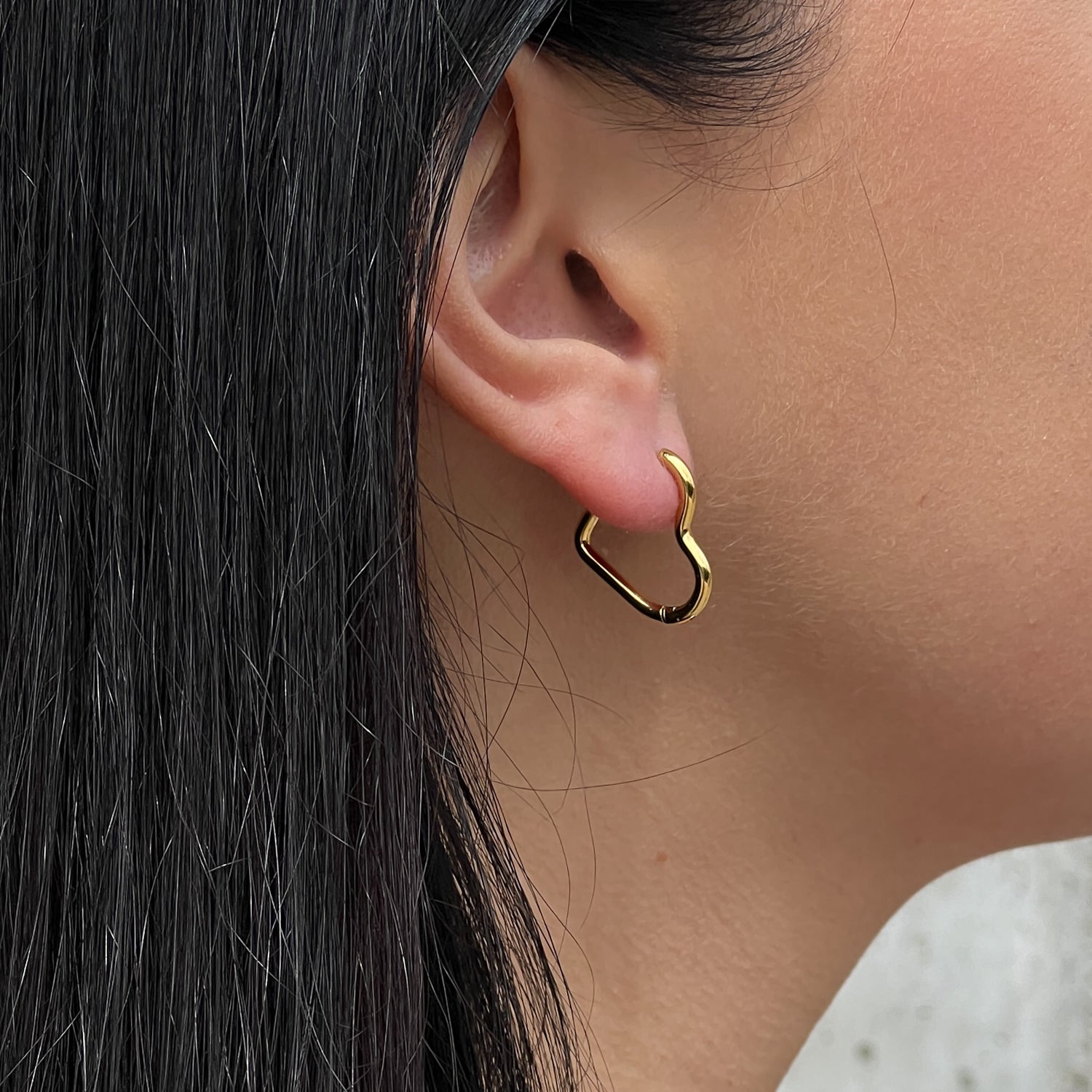 Gold colour heart shape hoops