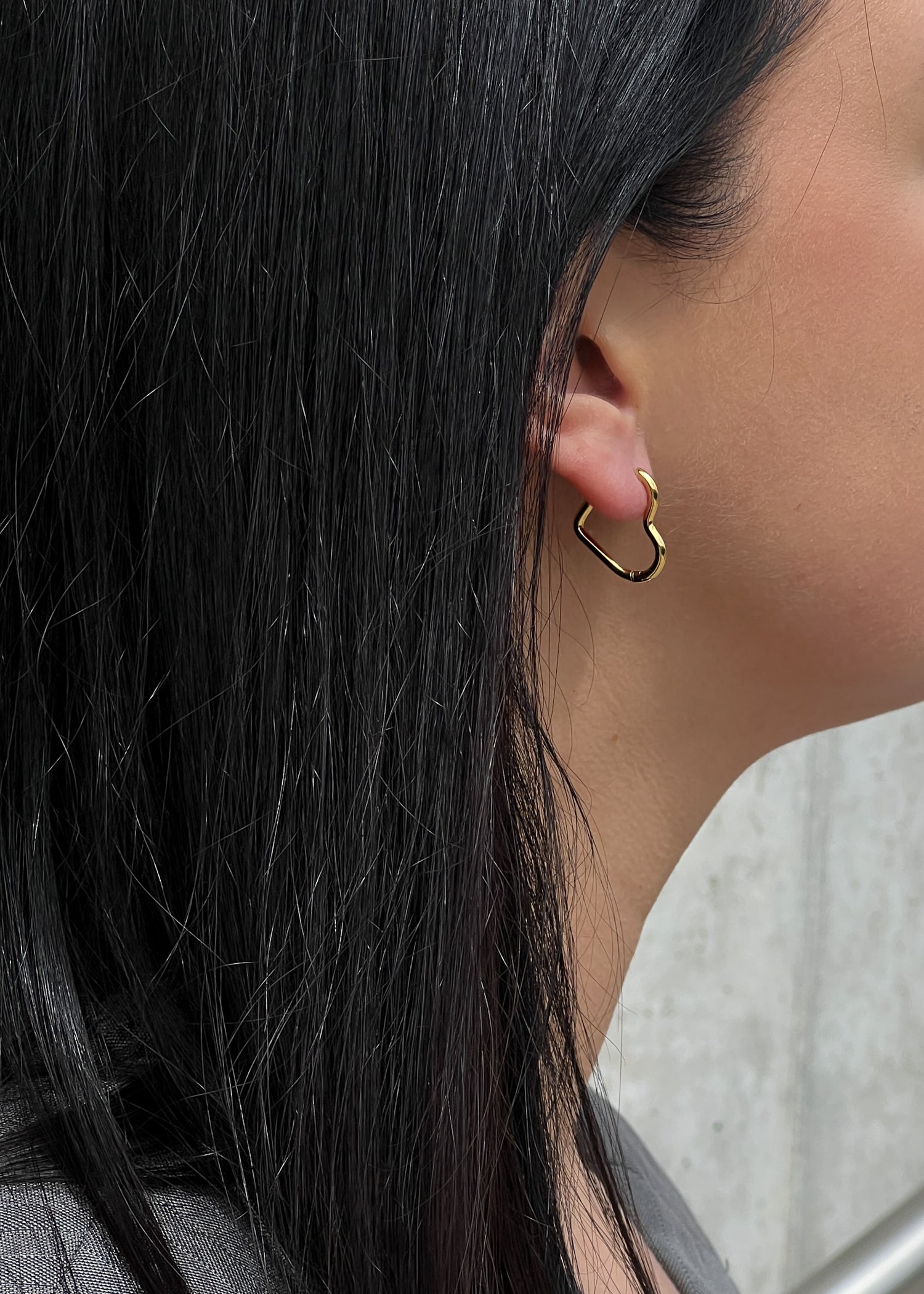 Gold colour heart shape hoops
