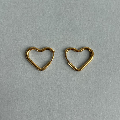 Gold colour heart shape hoops