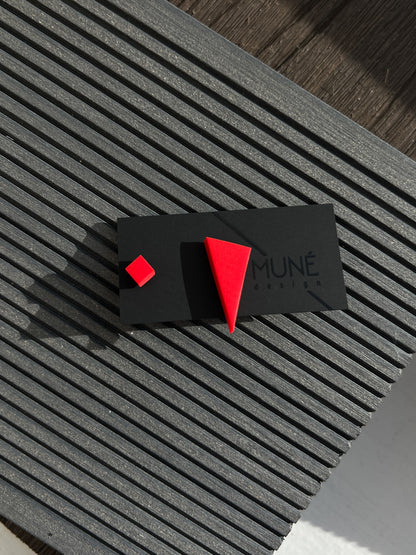 Asymmetrical Stud Earrings - S Red
