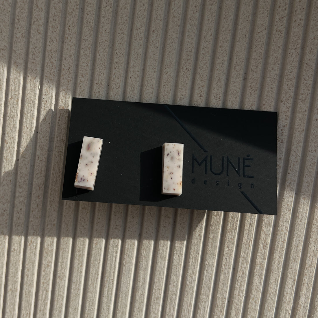 Stud Earrings - Bricks (White Botanical)