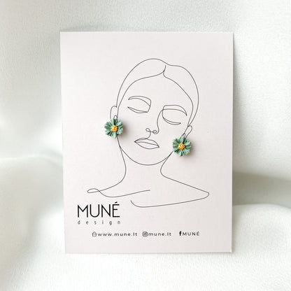 Stud earrings | Daisies_small_green