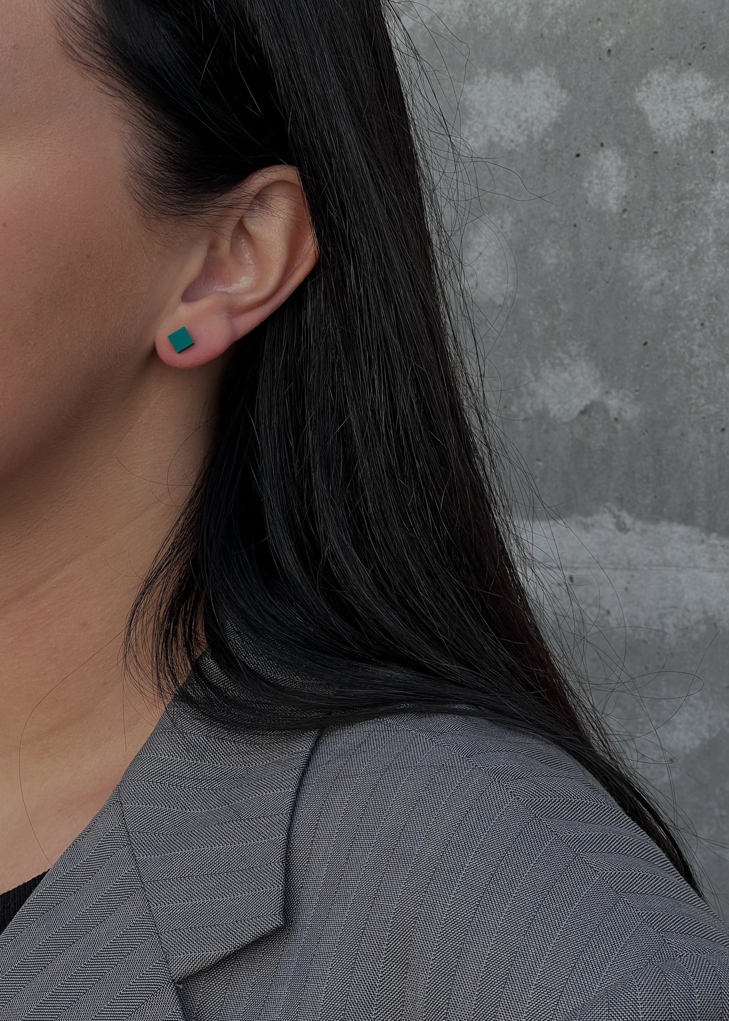 Asymmetrical Stud Earrings - S_Green