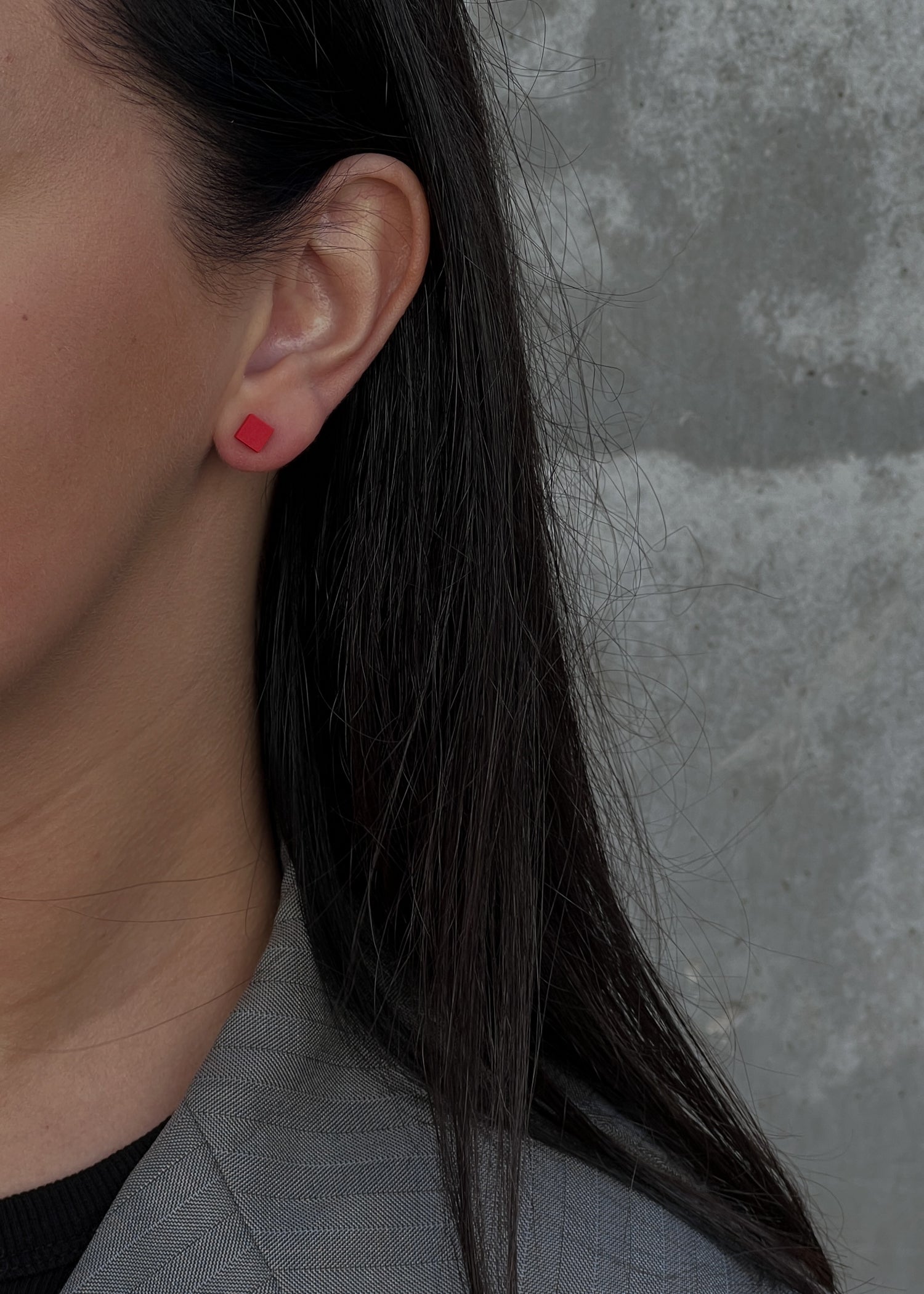 Asymmetrical Stud Earrings - S Red