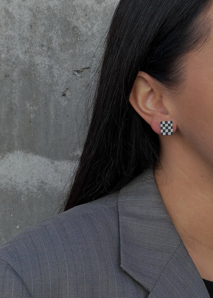 Rinkinys: Natūralus rankų kremas ir auskarai Chessboard