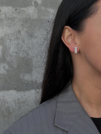 Stud Earrings - Bricks (White Botanical)