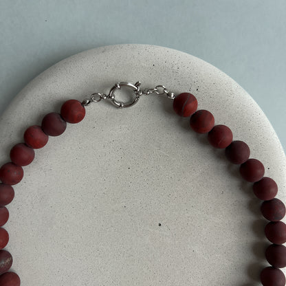 Oversize red jasper necklace