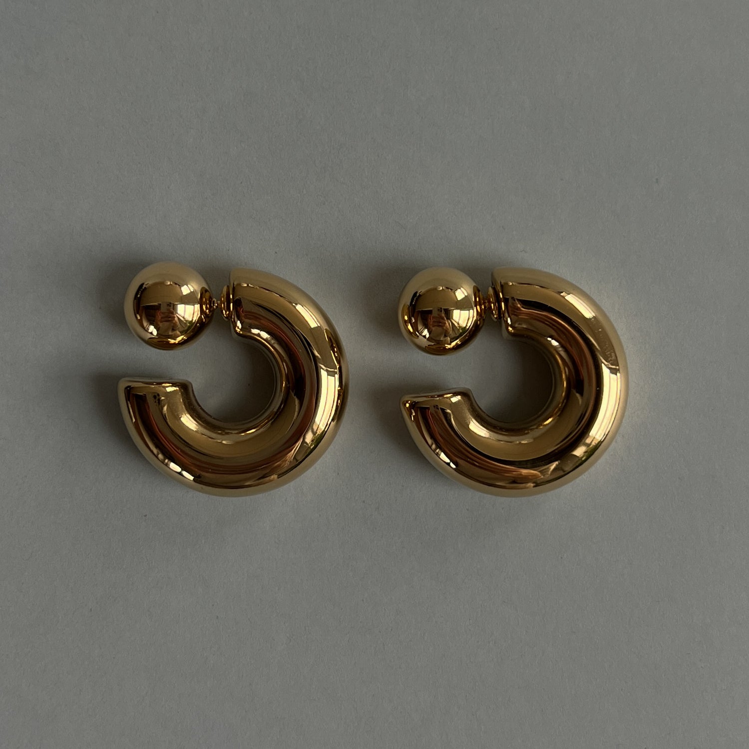 Gold colour oversized double-sided hollow earrings