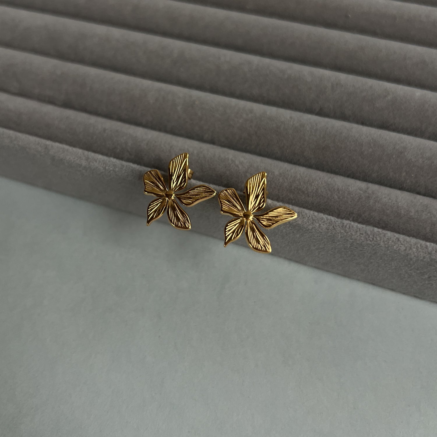 Gold colour flower earrings