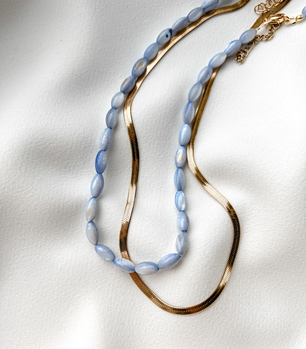 Sea shell necklace_blue