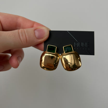 Gold colour statement stud earrings