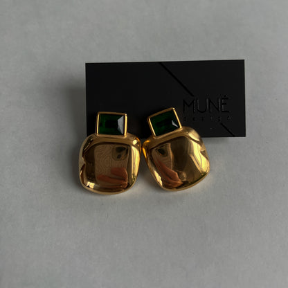 Gold colour statement stud earrings