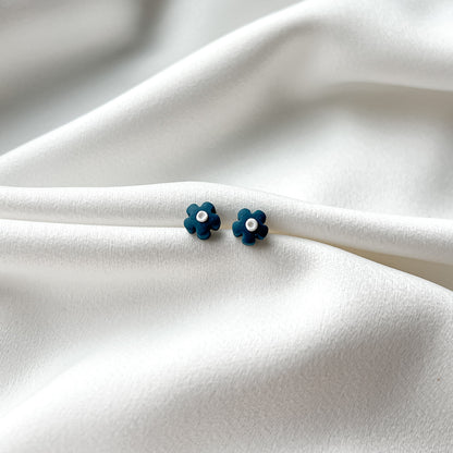 Stud Earrings - Little Flowers_blue