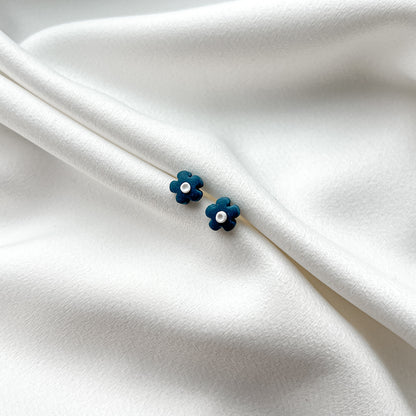 Stud Earrings - Little Flowers_blue