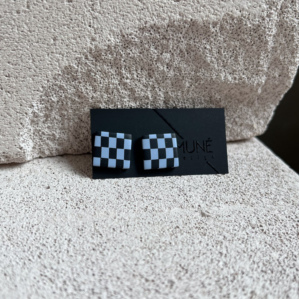 Chessboard Earrings_Blue