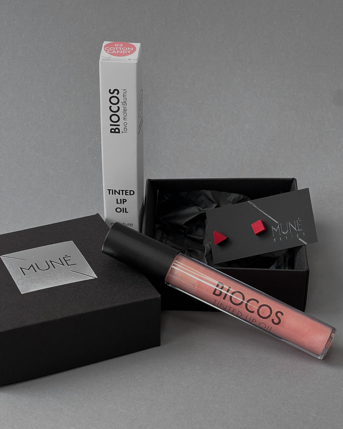 Rinkinys: Natūralus lūpų aliejus ir auskarai TK_red