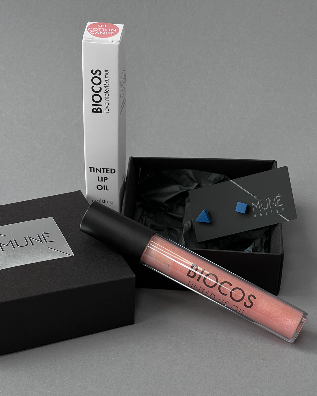 Rinkinys: Natūralus lūpų aliejus ir auskarai TK_blue