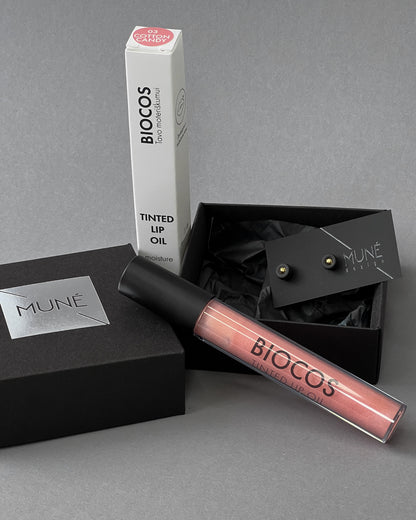 Rinkinys: Natūralus lūpų aliejus ir auskarai Unitta