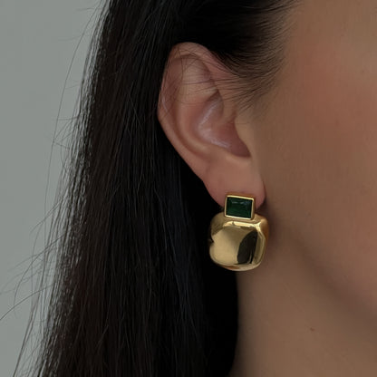 Gold colour statement stud earrings